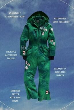 Free People FP Movement Evergreen Combo All Prepped Patch Ski Suit Sz Small NWT